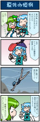 Rule 34 | 2girls, 4koma, artist self-insert, bottle, closed eyes, comic, commentary request, detached sleeves, diving, diving mask, drooling, eating, frog hair ornament, goggles, gradient background, green eyes, green hair, hair ornament, hair tubes, hat, highres, holding, holding bottle, index finger raised, juliet sleeves, karakasa obake, kochiya sanae, long hair, long sleeves, mizuki hitoshi, multiple girls, nontraditional miko, open mouth, puffy sleeves, red eyes, school swimsuit, short hair, smile, snake hair ornament, snorkel, sweatdrop, swimsuit, tatara kogasa, tongue, tongue out, touhou, translation request, umbrella, underwater, vest, wide sleeves, | |