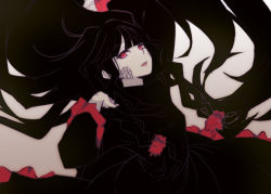 Rule 34 | 1girl, azami (kagerou project), black hair, chiyozaka, snake hair, kagerou project, long hair, red eyes, ribbon, scales, solo, very long hair