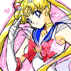Rule 34 | 1990s (style), 1girl, bad id, bad pixiv id, bishoujo senshi sailor moon, blue eyes, blue sailor collar, bow, brooch, double bun, earrings, elbow gloves, english text, gloves, hair bun, happy birthday, heart, heart brooch, jewelry, long hair, lowres, red bow, retro artstyle, sailor collar, sailor moon, sailor senshi, smile, solo, super sailor moon, tktn, tsukino usagi, white gloves