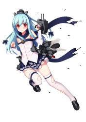 Rule 34 | 1girl, absurdres, allenes, armpits, bare shoulders, black footwear, blue bow, blue hair, blue skirt, bow, braid, breasts, cannon, closed mouth, detached sleeves, fubuki (warship girls r), full body, hair bow, hair ribbon, headwear request, highres, leg ribbon, leg up, loafers, long hair, looking at viewer, machinery, multiple braids, official art, pleated skirt, red eyes, red scarf, remodel (warship girls r), ribbon, rigging, sailor collar, scarf, shoes, simple background, skirt, small breasts, smoke, solo, standing, standing on one leg, strapless, thighhighs, torn clothes, torpedo, tube top, turret, twin braids, warship girls r, white background, white thighhighs, zettai ryouiki
