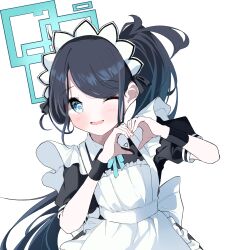 Rule 34 | 1girl, alternate costume, aris (blue archive), aris (maid) (blue archive), black hair, blue archive, blue eyes, enmaided, glimer3048, halo, highres, long hair, looking at viewer, maid, official alternate costume, simple background, solo, white background