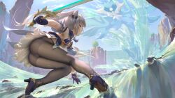 Rule 34 | 1girl, absurdres, ass, breasts, clothes lift, genshin impact, high heels, highres, himitsu (hi mi tsu 2), keqing (genshin impact), medium breasts, nipples, no bra, no panties, non-web source, pantyhose, pussy, see-through, skirt, skirt lift, sword, tagme, water, waterfall, weapon, wet