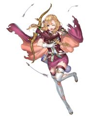 Rule 34 | 1girl, armor, arrow (projectile), asymmetrical gloves, belt, blonde hair, boots, bow (weapon), braid, cape, elbow gloves, fire emblem, fire emblem: the blazing blade, fire emblem heroes, full body, gloves, gold trim, highres, holding, holding bow (weapon), holding weapon, leg up, long hair, looking away, louise (fire emblem), nintendo, official art, one eye closed, open mouth, purple eyes, purple gloves, purple thighhighs, quiver, ran&#039;ou (tamago no kimi), shoulder armor, skirt, sleeveless, solo, thigh boots, thighhighs, thighhighs under boots, torn clothes, transparent background, uneven gloves, weapon, white footwear, white gloves, zettai ryouiki