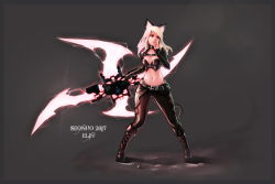 Rule 34 | 1girl, animal ears, artist request, belt, black footwear, black panties, black pants, blonde hair, boots, breasts, brown eyes, bustier, cat ears, cat tail, elin, energy blade, fighting stance, fingerless gloves, full body, gloves, highleg, highleg panties, highres, holding, holding weapon, huge weapon, knee boots, leather, leather pants, long hair, midriff, navel, panties, pants, shuriken, small breasts, solo, tail, tera online, tight clothes, tight pants, underwear, weapon