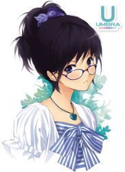 Rule 34 | black hair, blue eyes, bow, glasses, jewelry, necklace, original, ponytail, solo, wakatsuki sana