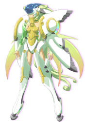 Rule 34 | 1girl, alternate costume, ar tonelico, ar tonelico ii, armor, bad id, bad pixiv id, boots, detached sleeves, fairy wings, frelia (ar tonelico), frelia ansul solmarta, full body, green hair, gust, helmet, high heels, inazuma musuko, insect wings, long hair, mechanical wings, shoes, simple background, solo, standing, thigh boots, thighhighs, very long hair, wings