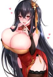 Rule 34 | absurdres, azur lane, bow, breasts, china dress, chinese clothes, dress, g3 (bitgiii), garter belt, highres, huge breasts, licking, tagme, taihou (azur lane), taihou (phoenix&#039;s spring song) (azur lane), thick thighs, thighhighs, thighs, unusual pupils