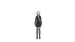 Rule 34 | 1girl, aged down, black thighhighs, caffein, cyber diver (vocaloid), from behind, greyscale, long hair, long sleeves, monochrome, ponytail, skirt, solo, thighhighs, vocaloid, white hair, yowane haku, zettai ryouiki