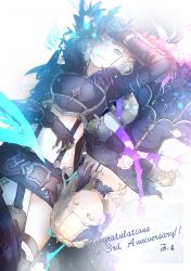 Rule 34 | 1boy, 1girl, absurdres, armor, black thighhighs, blonde hair, blunt bangs, bob cut, braid, briar rose (sinoalice), brown hair, closed mouth, dress, english text, feather trim, feathers, gauntlets, gloves, green eyes, green hair, gretel (sinoalice), happy, highres, ill games22, looking at viewer, multicolored hair, open mouth, plant, short hair, sinoalice, skirt, smile, suspenders, thighhighs, trap, two-tone hair, upside-down, vines, yellow eyes, zettai ryouiki