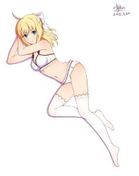 Rule 34 | 1girl, alternate costume, artoria pendragon (all), artoria pendragon (fate), blonde hair, blue eyes, dyxm, fate/stay night, fate/unlimited codes, fate (series), highres, ponytail, saber (fate), saber lily, smile, solo