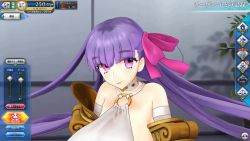 Rule 34 | 1girl, 3d, animated, audible music, breasts, claws, cleavage cutout, clothing cutout, dress, fate/extra, fate/extra ccc, fate/grand order, fate/grand order arcade, fate (series), hair ribbon, huge breasts, long hair, no bra, passionlip (fate), pink eyes, pink ribbon, purple hair, ribbon, sideboob, sound, thighhighs, thighs, video, white dress, white thighhighs