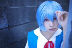 Rule 34 | ayanami rei, blue hair, cosplay, iori, neon genesis evangelion, photo (medium), sailor, school uniform, serafuku