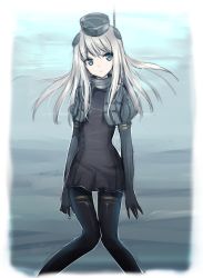 Rule 34 | 10s, 1girl, bad id, bad pixiv id, blonde hair, blue eyes, cropped jacket, dress, garrison cap, hair ornament, hat, kantai collection, knees together feet apart, long hair, long sleeves, looking at viewer, meaomao, military, military uniform, pantyhose, puffy long sleeves, puffy sleeves, short dress, solo, swimsuit, u-511 (kancolle), underwater, uniform