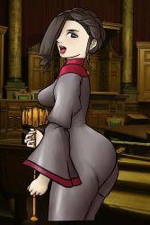 Rule 34 | ace attorney investigations 2, ass, braid, capcom, court, ace attorney investigations, ace attorney investigations 2, ace attorney, hakari, hammer, highres, investigations, judge, judge courtney, miles edgeworth, tongue