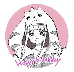 Rule 34 | 1girl, digimon, digimon (creature), female focus, happy birthday, hat, highres, looking at viewer, nun, sistermon blanc, smile, solo, terriermon
