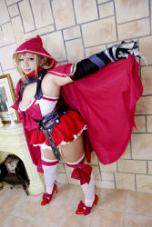 Rule 34 | 1girl, armpits, asian, belt, blonde hair, bow, breasts, brooch, cape, chouzuki maryou, cleavage, cosplay, fireplace, full body, green eyes, high heels, highres, hip focus, indoors, japanese (nationality), jewelry, large breasts, looking at viewer, microskirt, petticoat, photo (medium), pigeon-toed, plump, queen&#039;s blade, queen&#039;s blade grimoire, red bow, red cape, red footwear, red skirt, shoes, skirt, solo, thick thighs, thighhighs, thighs, tile floor, tiles, white thighhighs, wide hips, zara (queen&#039;s blade), zara (queen&#039;s blade) (cosplay)