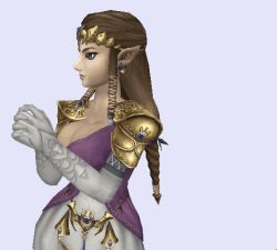 Rule 34 | 1girl, 3d, animated, animated gif, armor, blackjax96, blue eyes, bouncing breasts, braid, breasts, brown hair, cleavage, dress, ear piercing, earrings, elbow gloves, gloves, jewelry, large breasts, long hair, nintendo, piercing, pointy ears, princess zelda, shoulder armor, solo, the legend of zelda, the legend of zelda: twilight princess, tiara, white elbow gloves, white gloves