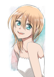 Rule 34 | 1girl, absurdres, blonde hair, blue eyes, breasts, crying, dress, highres, kingdom hearts, kingdom hearts chain of memories, long hair, looking at viewer, namine, open mouth, smile, solo, white dress