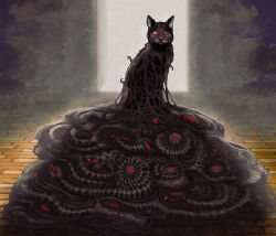 Rule 34 | brick floor, cat, eldritch abomination, horror (theme), looking at viewer, no humans, red eyes, toy(e), yuugai choujuu