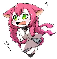 Rule 34 | 1girl, animal ears, artist request, cat busters, cat ears, cat tail, female focus, furry, furry female, green eyes, long hair, neko hakase (cat busters), no humans, open mouth, pink hair, solo, tail