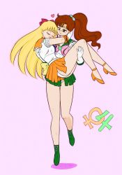 Rule 34 | 2girls, aino minako, arms around neck, arms up, ass, bishoujo senshi sailor moon, blonde hair, blue bow, blue ribbon, blush, bow, breasts, brooch, brown hair, bruise, carrying, carrying person, closed eyes, closed mouth, earrings, facing another, female focus, floating hair, full body, gem, gloves, green bow, green eyes, green footwear, green gemstone, green sailor collar, green skirt, hair bobbles, hair ornament, hair ribbon, hair tie, half-closed eyes, hands up, happy, heart, high heels, high ponytail, highres, hug, injury, inner senshi, jewelry, kino makoto, lifting person, long hair, looking at another, medium breasts, multiple girls, nekito, open mouth, orange footwear, orange skirt, panties, pantyshot, pink background, pink bow, pink ribbon, pleated skirt, ponytail, princess carry, red bow, red ribbon, ribbon, sailor collar, sailor jupiter, sailor senshi uniform, sailor venus, shoes, short sleeves, simple background, skirt, smile, stud earrings, tiara, tongue, torn clothes, underwear, uniform, walking, white panties, yellow bow, yellow ribbon, yuri