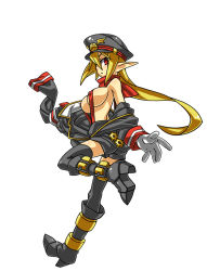Rule 34 | 1girl, blonde hair, boots, breasts, disgaea, hat, high heels, long hair, salvatore, shoes, simple background, solo, squemezzo