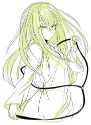 Rule 34 | 1boy, androgynous, bad id, bad pixiv id, enkidu (fate), fate/strange fake, fate (series), green eyes, green hair, long hair, male focus, matching hair/eyes, robe, solo, uka (color noise)