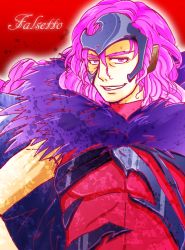 Rule 34 | 10s, 1boy, bad id, bad pixiv id, character name, dann1230, falsetto (suite precure), fur trim, grin, half mask, long hair, male focus, mask, pink eyes, pink hair, precure, red background, smile, solo, spoilers, suite precure