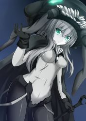 Rule 34 | 10s, 1girl, absurdres, abyssal ship, bodysuit, gloves, green eyes, highres, kantai collection, long hair, nugi (armenci), pale skin, personification, silver hair, solo, wo-class aircraft carrier