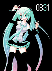 Rule 34 | 1girl, bad id, bad pixiv id, black background, blush, breasts, detached sleeves, gradient hair, green eyes, green hair, hatsune miku, long hair, matching hair/eyes, meiya neon, multicolored hair, necktie, open mouth, panties, pantyshot, simple background, skirt, solo, striped clothes, striped panties, underwear, upskirt, very long hair, vocaloid