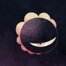 Rule 34 | 1other, black background, commentary request, dark matter (kirby), gradient background, kakuredo ura, kirby&#039;s dream land 2, kirby (series), nintendo, no humans, one-eyed, signature, solo, yellow eyes