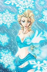 Rule 34 | 1girl, breasts, cleavage, covered navel, disney, dress, elsa (frozen), frozen (disney), ice, long hair, magic, necro-boy (boy), outstretched hand, panties, see-through, underwear