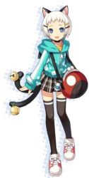 Rule 34 | animal ears, blue eyes, cat ears, cat tail, lowres, miyu (trinity universe), official art, tail, tail ornament, trinity universe, white hair