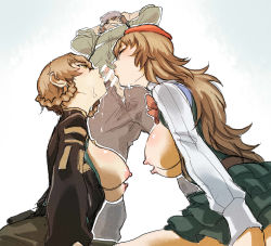 Rule 34 | 1boy, 2girls, amane suzuha, amane yuki, banishinngu, blush, braid, breasts, breasts out, brown hair, closed eyes, cooperative fellatio, cum, cumdrip, facial, father and daughter, fellatio, ffm threesome, from below, group sex, hashida itaru, highres, incest, layered skirt, long hair, medium breasts, mother and daughter, multiple girls, nipples, oral, oyakodon (sex), penis out, short hair, skirt, standing, steins;gate, tagme, threesome, yellow eyes