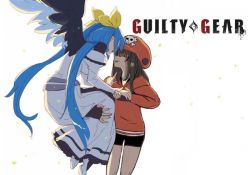 Rule 34 | 2girls, couple, dizzy (guilty gear), guilty gear, guilty gear strive, hood, hoodie, may (guilty gear), moontears, multiple girls, smile, third-party edit