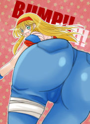 Rule 34 | 1girl, ass, bandages, cameltoe, denim, from behind, hairband, hip attack, huge ass, irem, jeans, looking back, pants, rosa felmonde, solo, undercover cops
