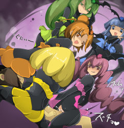 Rule 34 | 10s, 1boy, 5girls, animal ears, ass, bad end beauty, bad end happy, bad end march, bad end peace, bad end precure, bad end sunny, blonde hair, blue eyes, blue hair, bodysuit, dark persona, femdom, fingerless gloves, gloves, green eyes, green hair, highres, long hair, multiple girls, name john, open mouth, orange eyes, orange hair, pink eyes, pink hair, pop (smile precure!), precure, sitting, sitting on face, sitting on person, skirt, smile, smile precure!, tiara, tongue, tongue out, twintails, uncensored
