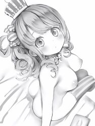 Rule 34 | 1girl, absurdres, ass, blush, candy hair ornament, crown, curly hair, food-themed hair ornament, from above, hair ornament, highres, himemori luna, hololive, long hair, looking at viewer, looking up, medium hair, mini crown, nanashi (nlo), nipples, nude, sitting, solo, thighhighs, virtual youtuber