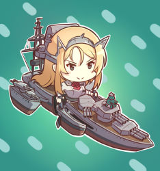 Rule 34 | :&gt;, admiral (kancolle), blonde hair, blue background, blush stickers, cannon, chibi, edwin (cyberdark impacts), hair ornament, kantai collection, mast, military, military vehicle, nelson (kancolle), non-human admiral (kancolle), rigging, ship, tidehunter (dota), turret, warship, watercraft