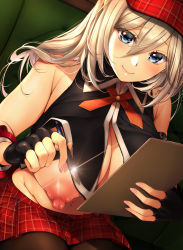 Rule 34 | 1girl, absurdres, alisa ilinichina amiella, bare shoulders, black gloves, blonde hair, blue eyes, blush, breasts, brown pantyhose, clipboard, closed mouth, couch, crop top, fingerless gloves, fingernails, gloves, god eater, hair between eyes, hat, hatori mia, highres, holding, holding clipboard, holding pen, huge breasts, long fingernails, long hair, looking at viewer, miniskirt, nail polish, navel, nipple slip, nipples, on couch, pantyhose, pen, pink nails, plaid, plaid headwear, plaid skirt, pleated skirt, red hat, red skirt, revealing clothes, sitting, skirt, sleeveless, smile, solo, teasing