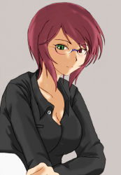 Rule 34 | 00s, bespectacled, blush, brown hair, casual, glasses, green eyes, heterochromia, aged up, red eyes, rozen maiden, short hair, solo, souseiseki