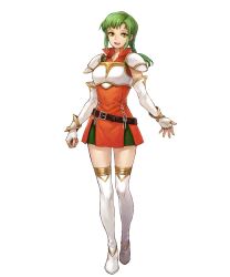 Rule 34 | 1girl, armor, belt, boots, breastplate, dress, elbow gloves, fingerless gloves, fire emblem, fire emblem: the sacred stones, fire emblem heroes, full body, gloves, gold trim, green eyes, green hair, highres, long hair, looking at viewer, low ponytail, nintendo, non-web source, official art, open mouth, ponytail, short dress, shoulder armor, shoulder pads, sidelocks, smile, standing, thigh boots, thighhighs, transparent background, uroko (mnr), vanessa (fire emblem), zettai ryouiki