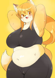 Rule 34 | 1girl, akitaka (mcdonnell-douglas), breasts, brown eyes, fat, furry, furry female, large breasts, long hair, open mouth, orange hair, plump, ponytail, solo