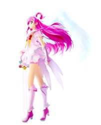 Rule 34 | 1girl, angel wings, bike shorts, cure dream, detached sleeves, erufa (pixiv), feathered wings, floating hair, flower, from side, full body, hand on hilt, high heels, highres, kneehighs, layered skirt, long hair, miniskirt, parted lips, pink eyes, pink flower, pink footwear, pink hair, pink rose, pink shorts, pink sleeves, pleated skirt, precure, profile, rose, shining dream, short shorts, shorts, shorts under skirt, skirt, socks, solo, standing, sword, transparent background, very long hair, weapon, white skirt, white socks, white wings, wings, yes! precure 5, yumehara nozomi