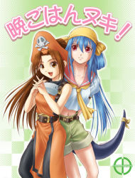 Rule 34 | 2girls, arc system works, dizzy (guilty gear), guilty gear, guilty gear x, guilty gear xx, hat, may (guilty gear), multiple girls, orange hat, orange shirt, pantyhose, pirate, sailor collar, shirt, tail