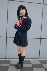 Rule 34 | awatsuki anzu, cosplay, ichigo 100 percent, photo (medium), school uniform, serafuku, socks, toujou aya