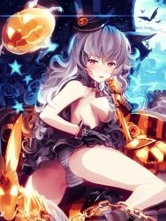 Rule 34 | 10s, 1girl, absurdres, animal ears, ass, blue hair, erune, ferry (granblue fantasy), ferry (halloween) (granblue fantasy), gloves, granblue fantasy, halloween, hat, highres, long hair, mini hat, mini top hat, panties, rabbit ears, solo, striped clothes, striped panties, top hat, tranquillianusmajor, underwear