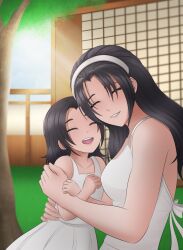 2girls black_hair dress kazama_jun kazama_mikoto mother_and_daughter multiple_girls namco outdoors tekken white_dress