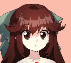 Rule 34 | 1girl, animated, bare shoulders, blinking, blush, bow, brown eyes, brown hair, embarrassed, green bow, hair bow, long hair, looking at viewer, md5 mismatch, o o, open mouth, orange background, reiuji utsuho, simple background, solo, sunnysideup, third-party edit, third eye, touhou, ugoira conversion, upper body, video