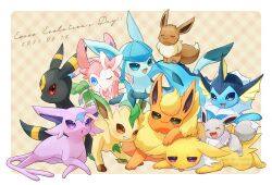 Rule 34 | :3, :d, :o, ^ ^, alopias, alternate color, artist name, blue eyes, blush, border, brown background, brown eyes, closed eyes, closed mouth, commentary, commentary request, creatures (company), dated, eevee, english commentary, espeon, evolutionary line, flareon, game freak, gen 1 pokemon, gen 2 pokemon, gen 4 pokemon, gen 6 pokemon, glaceon, green eyes, grin, jitome, jolteon, leafeon, looking at viewer, mixed-language commentary, nintendo, no humans, one eye closed, open mouth, outside border, plaid, plaid background, pokemon, pokemon (creature), purple eyes, red eyes, shiny and normal, shiny pokemon, simple background, sitting, smile, smirk, sylveon, teeth, tongue, tongue out, twitter username, umbreon, v-shaped eyebrows, vaporeon, white border